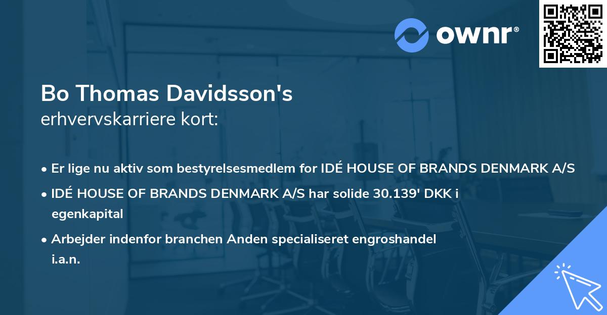 Bo Thomas Davidsson's erhvervskarriere kort
