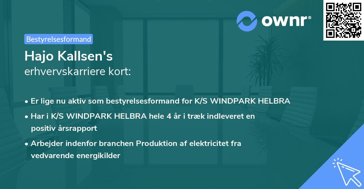 Hajo Kallsen's erhvervskarriere kort