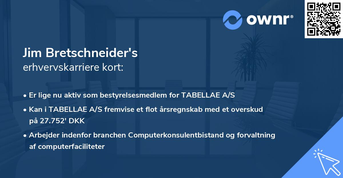 Jim Bretschneider's erhvervskarriere kort