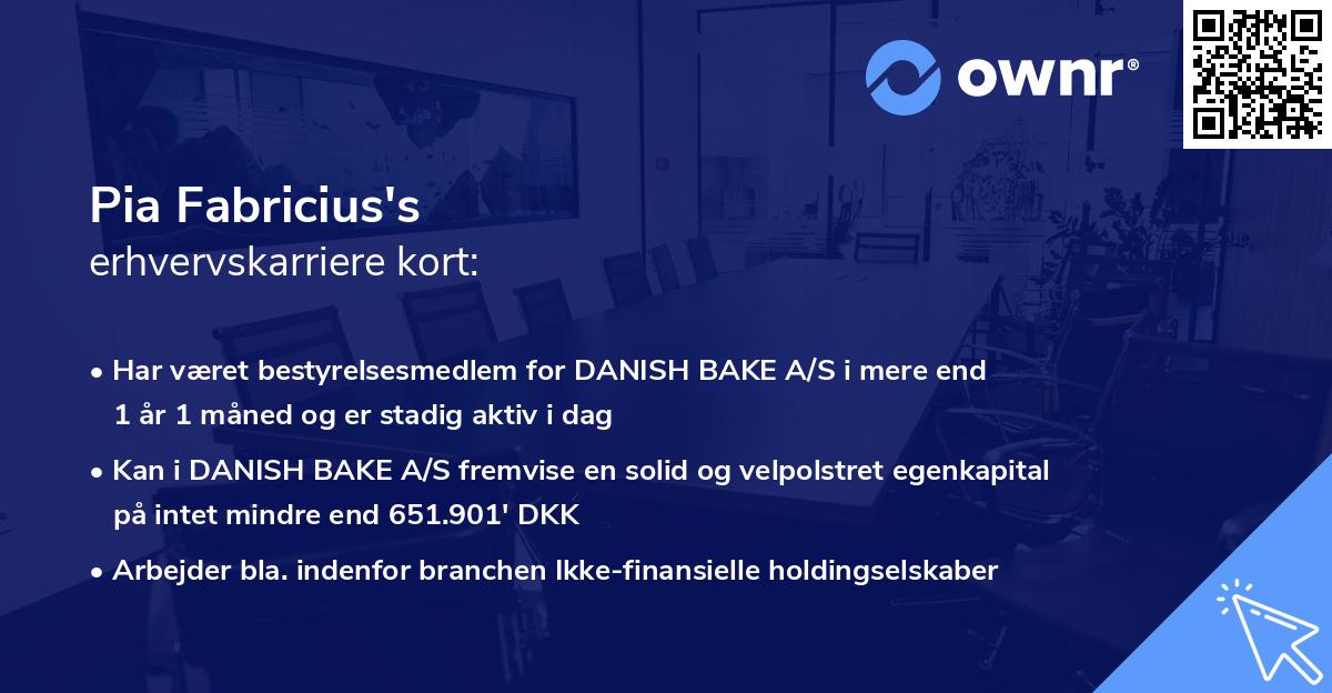 Pia Fabricius's erhvervskarriere kort