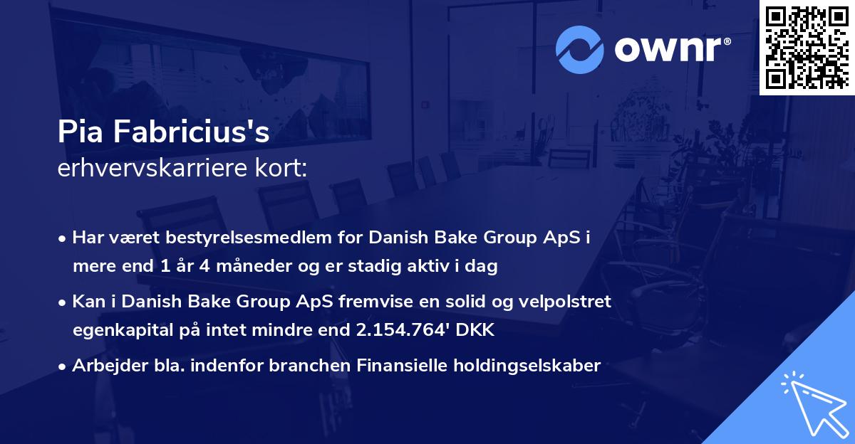 Pia Fabricius's erhvervskarriere kort