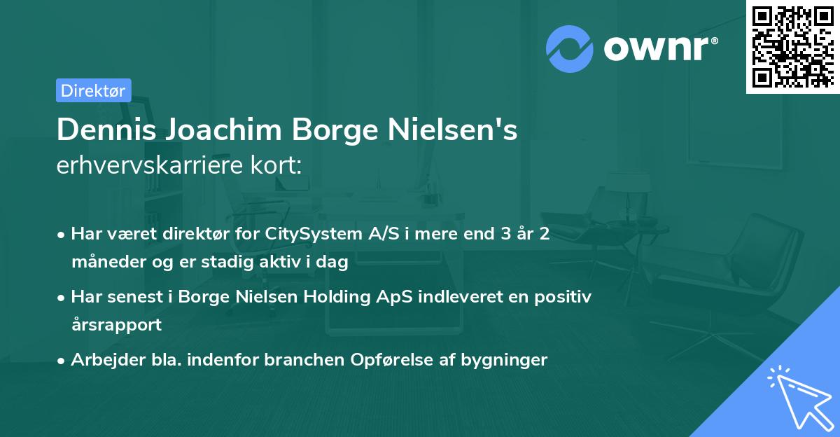 Dennis Joachim Borge Nielsen's erhvervskarriere kort