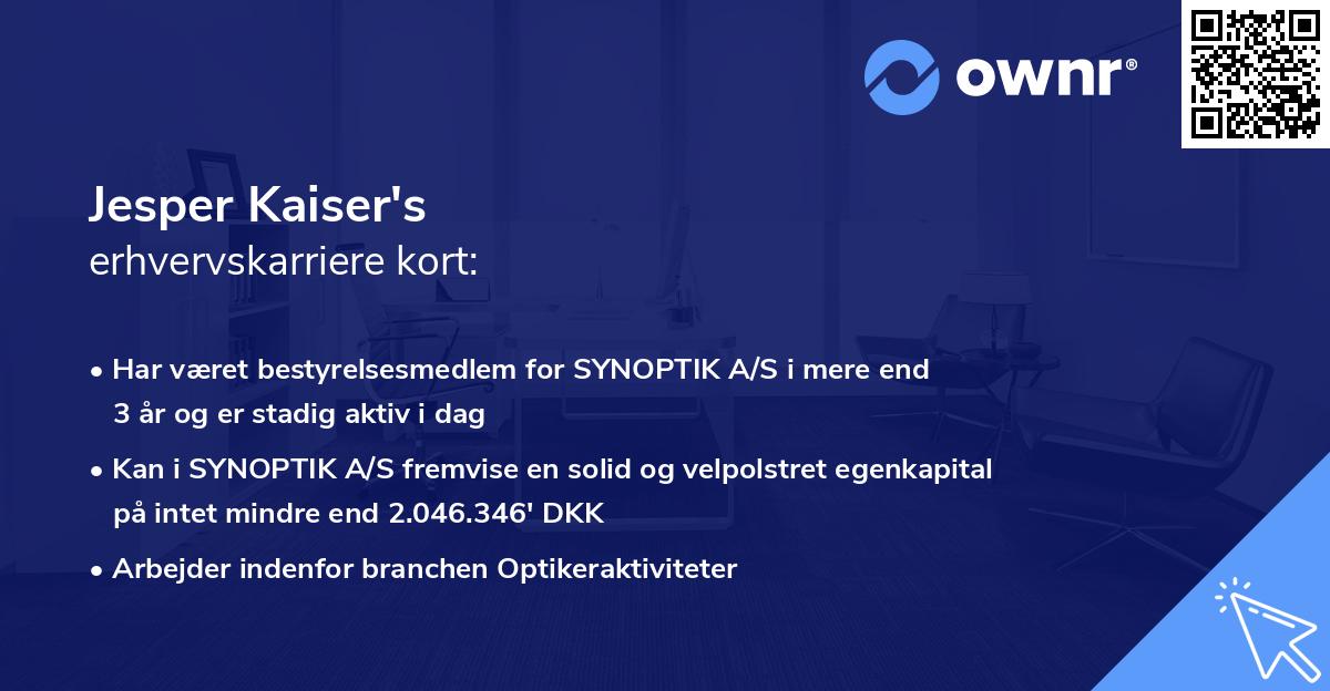 Jesper Kaiser's erhvervskarriere kort