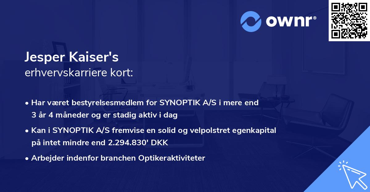 Jesper Kaiser's erhvervskarriere kort