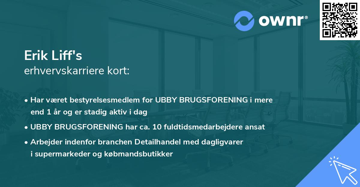 Erik Liff's erhvervskarriere kort