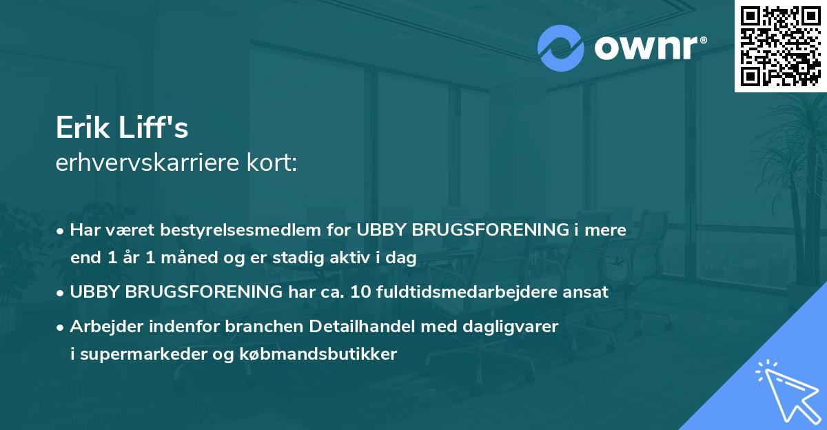 Erik Liff's erhvervskarriere kort