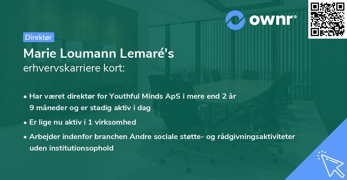 Marie Loumann Lemaré's erhvervskarriere kort