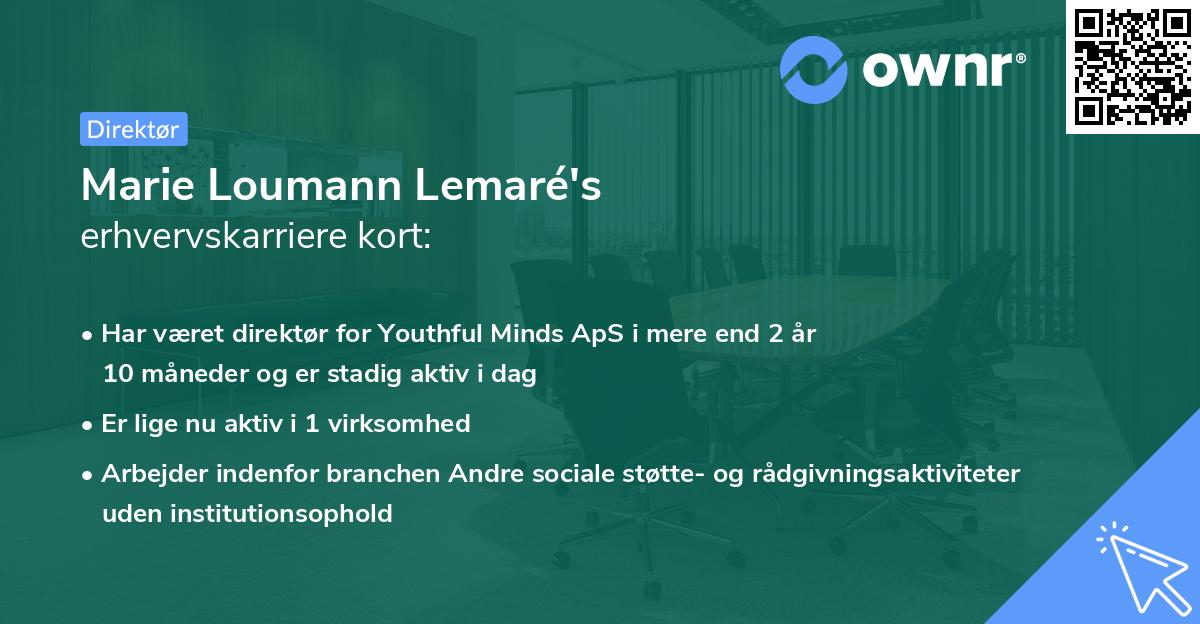Marie Loumann Lemaré's erhvervskarriere kort