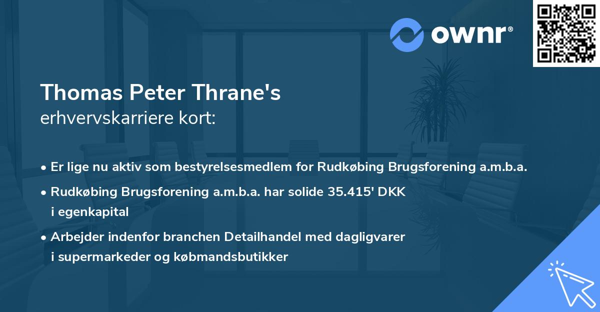 Thomas Peter Thrane's erhvervskarriere kort