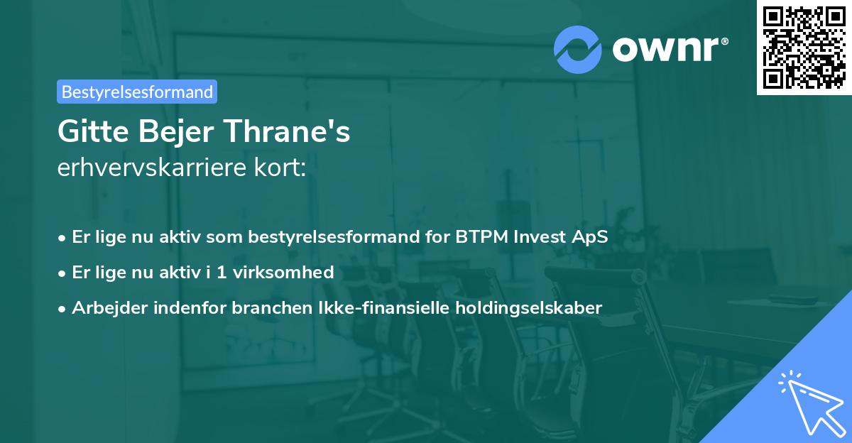 Gitte Bejer Thrane's erhvervskarriere kort
