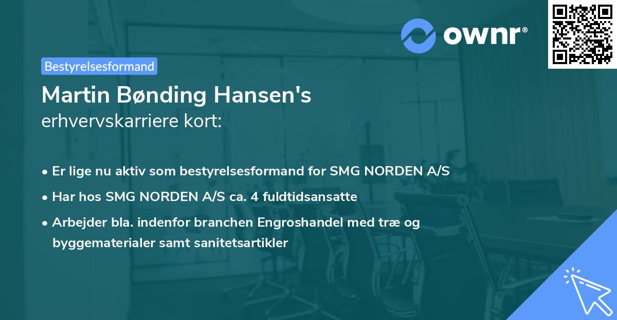 Martin Bønding Hansen's erhvervskarriere kort