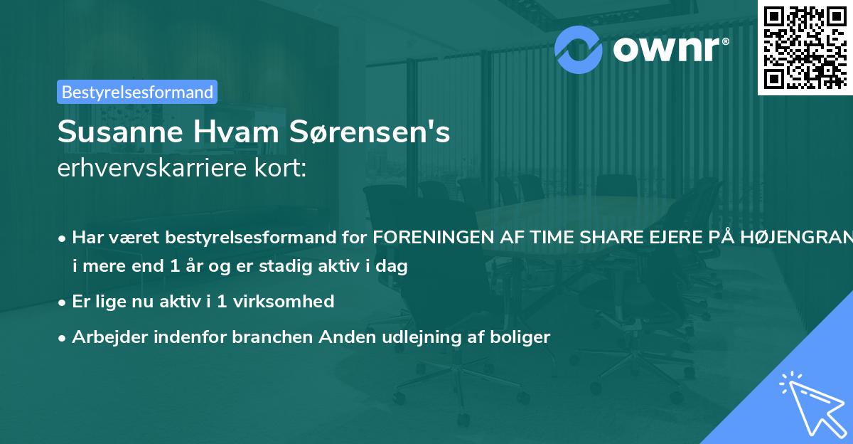 Susanne Hvam Sørensen's erhvervskarriere kort