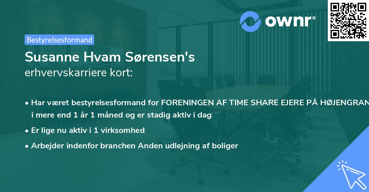 Susanne Hvam Sørensen's erhvervskarriere kort