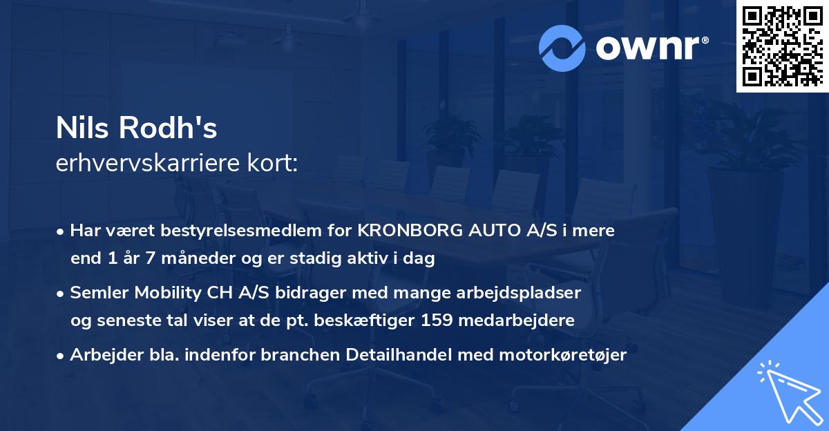 Nils Rodh's erhvervskarriere kort