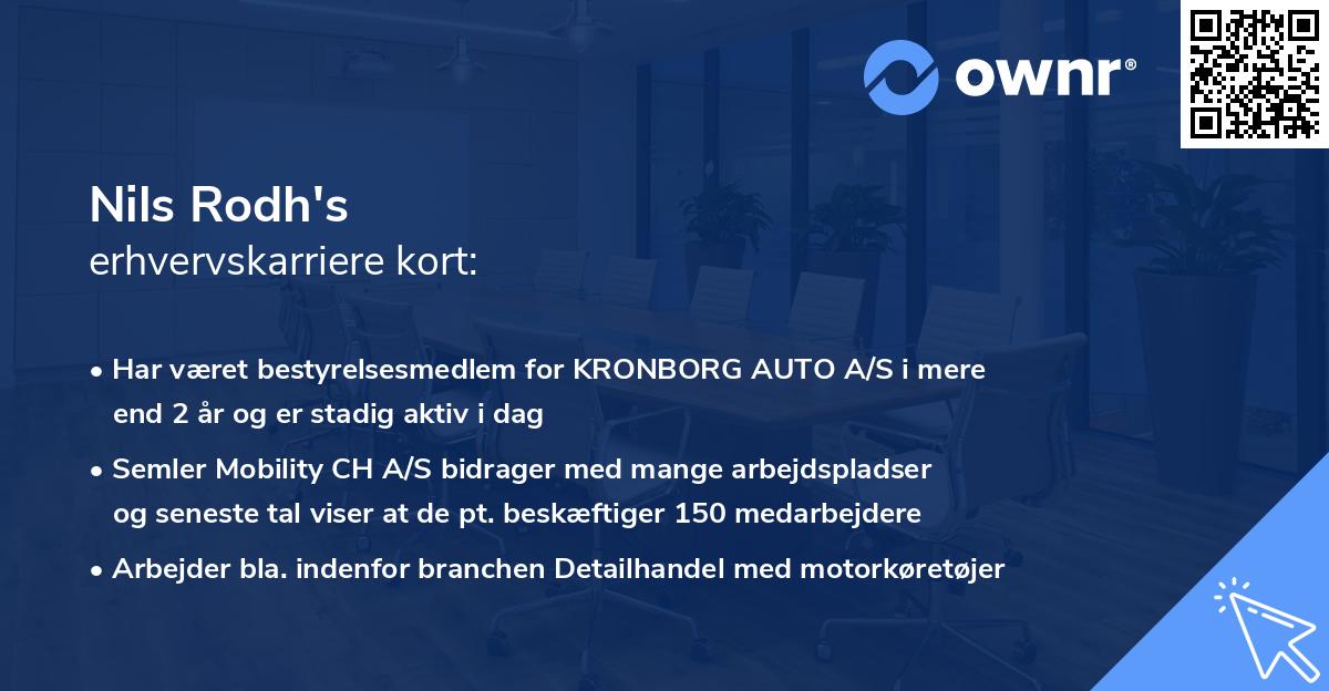 Nils Rodh's erhvervskarriere kort