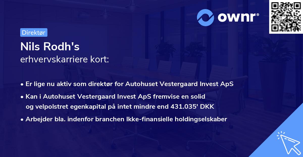 Nils Rodh's erhvervskarriere kort