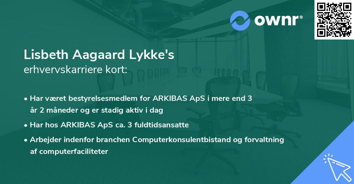 Lisbeth Aagaard Lykke's erhvervskarriere kort
