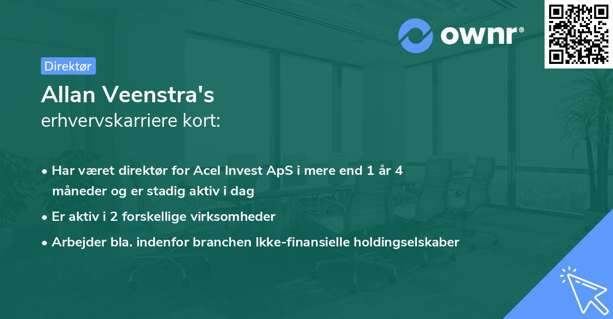 Allan Veenstra's erhvervskarriere kort