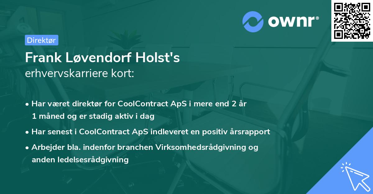 Frank Løvendorf Holst's erhvervskarriere kort