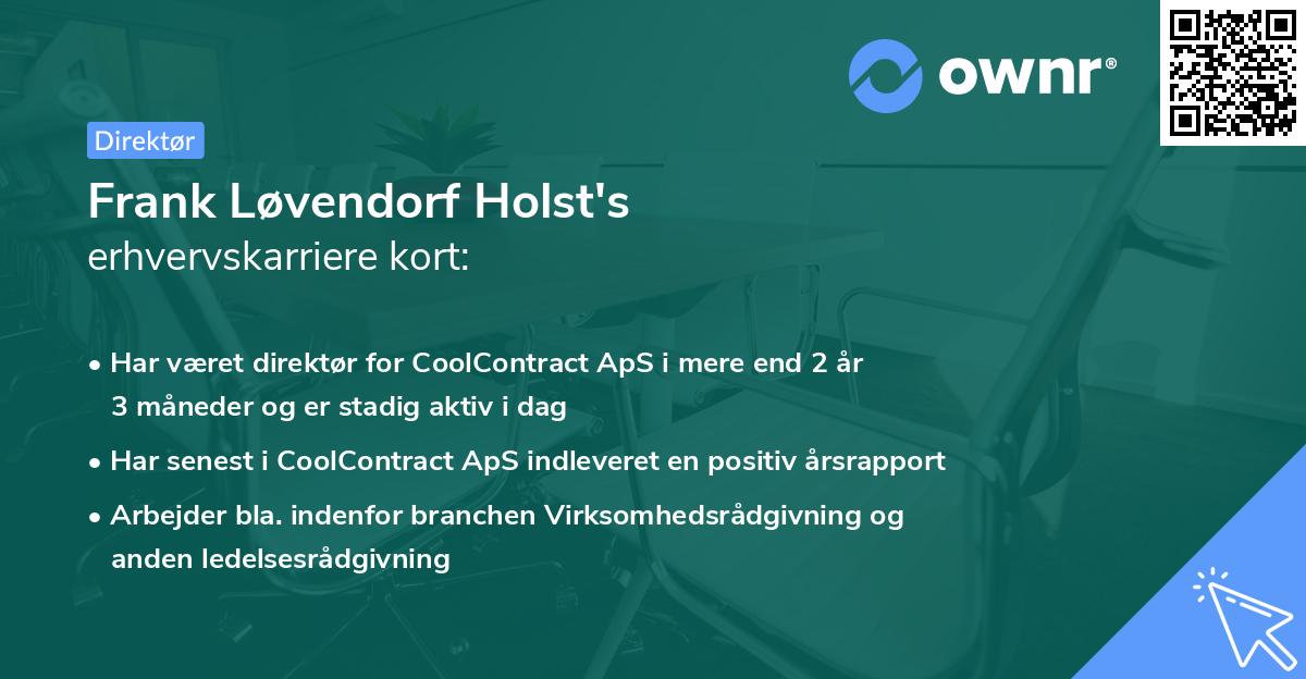 Frank Løvendorf Holst's erhvervskarriere kort