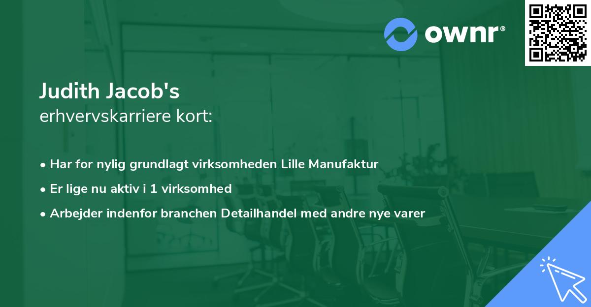 Judith Jacob's erhvervskarriere kort
