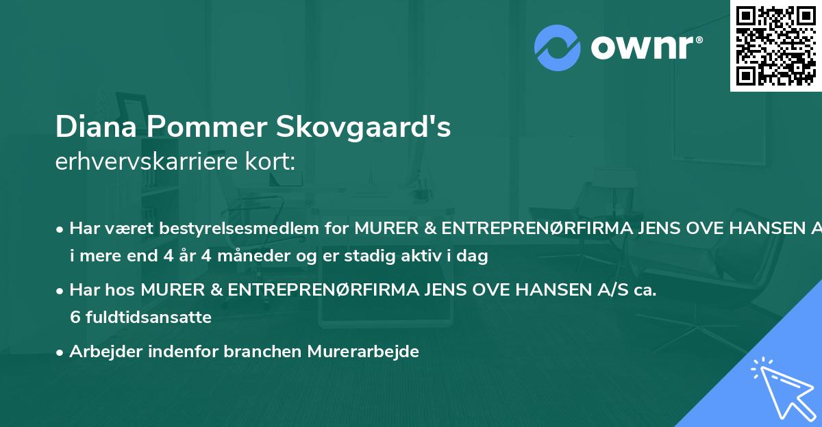 Diana Pommer Skovgaard's erhvervskarriere kort