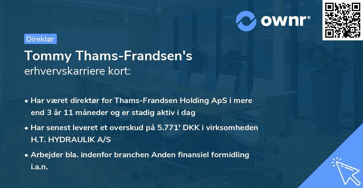 Tommy Thams-Frandsen's erhvervskarriere kort