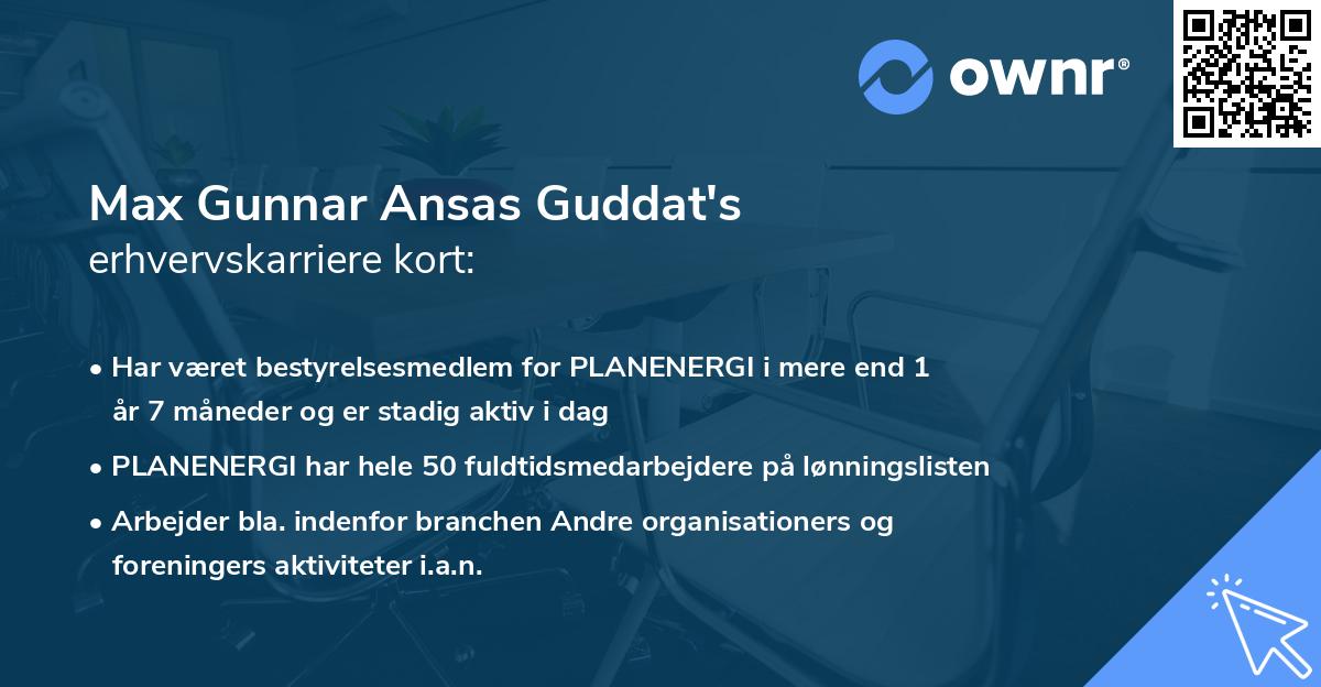 Max Gunnar Ansas Guddat's erhvervskarriere kort