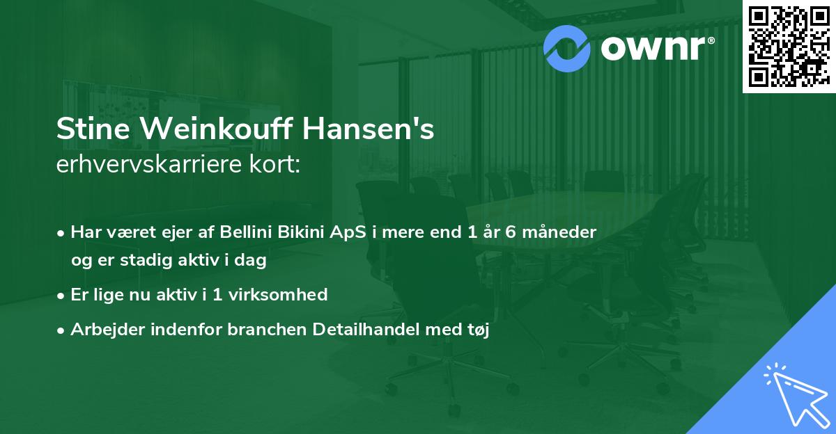 Stine Weinkouff Hansen's erhvervskarriere kort