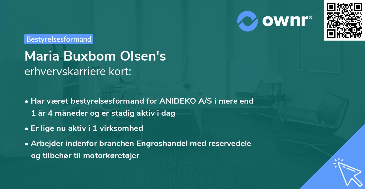 Maria Buxbom Olsen's erhvervskarriere kort