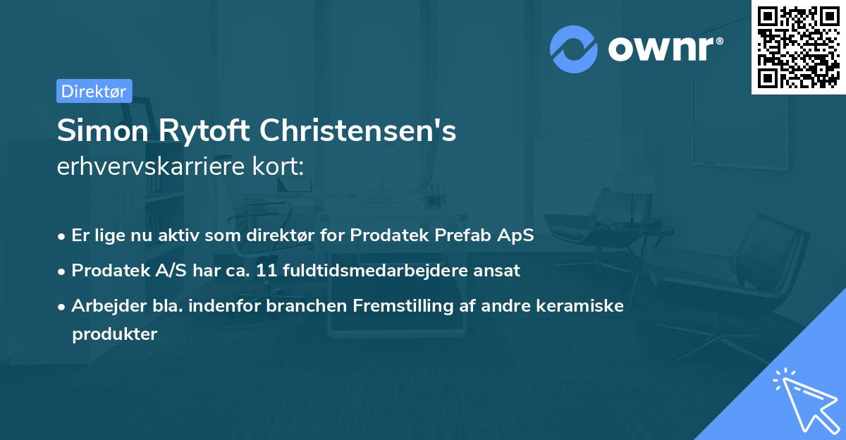Simon Rytoft Christensen's erhvervskarriere kort