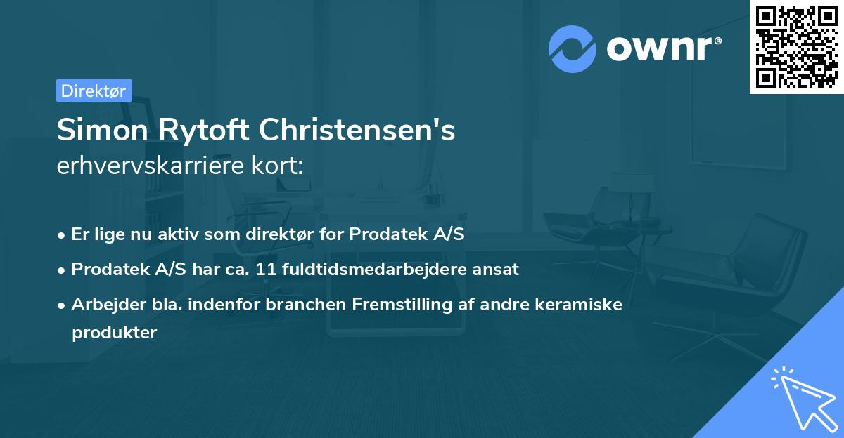 Simon Rytoft Christensen's erhvervskarriere kort