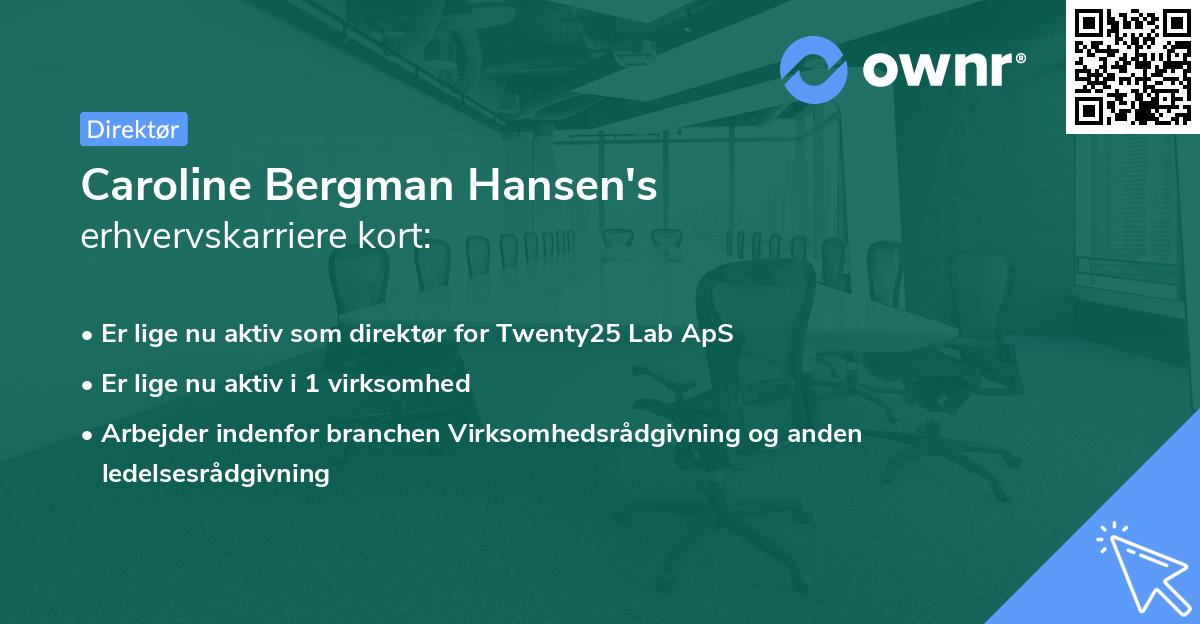 Caroline Bergman Hansen's erhvervskarriere kort
