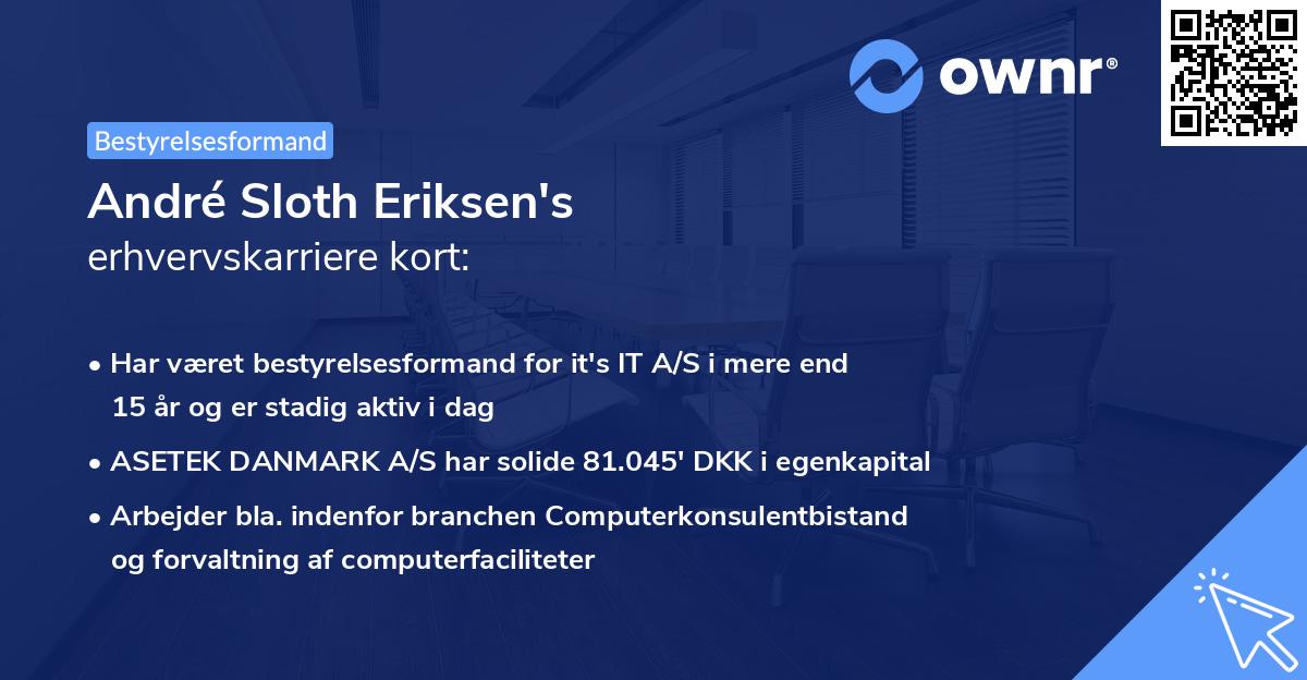 André Sloth Eriksen's erhvervskarriere kort