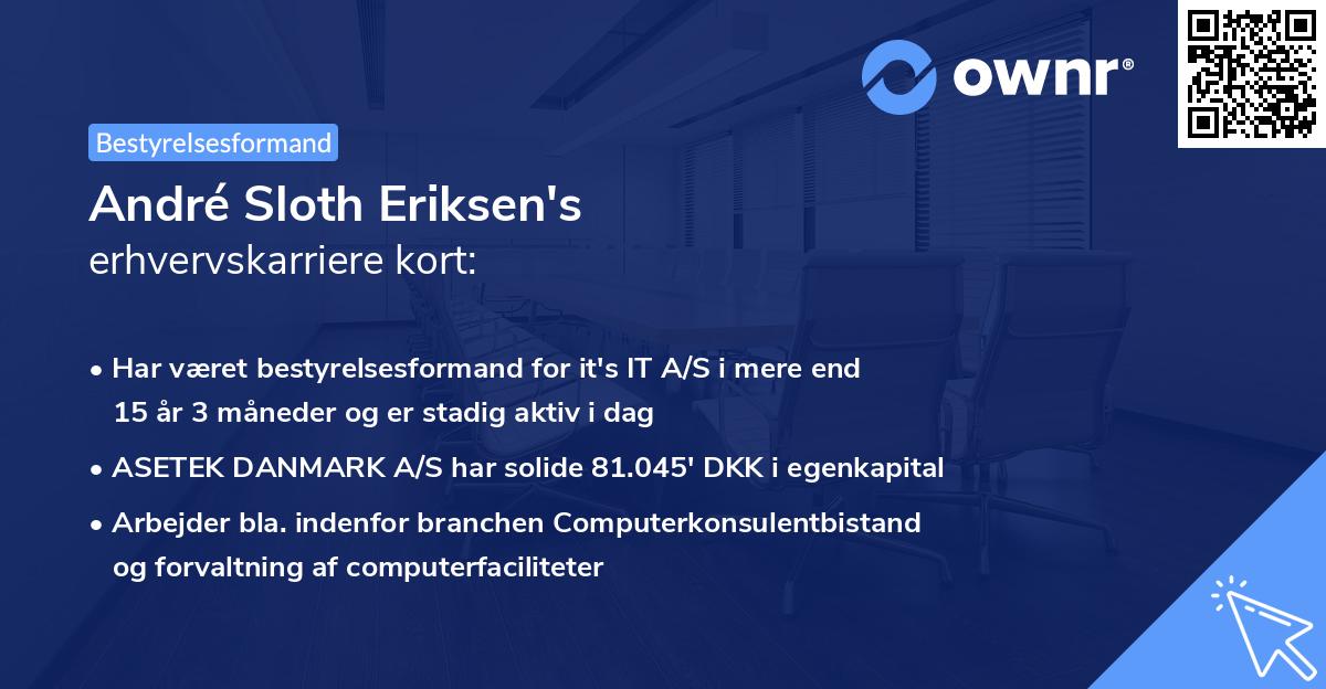 André Sloth Eriksen's erhvervskarriere kort