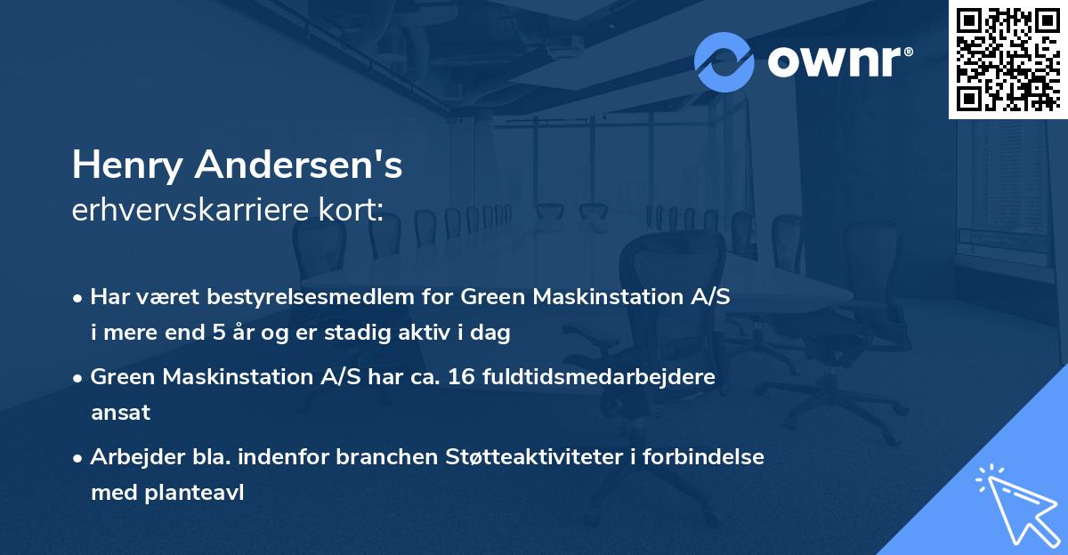 Henry Andersen's erhvervskarriere kort