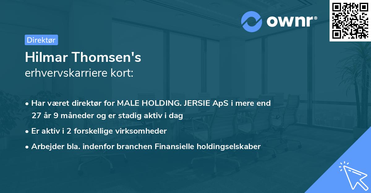 Hilmar Thomsen's erhvervskarriere kort