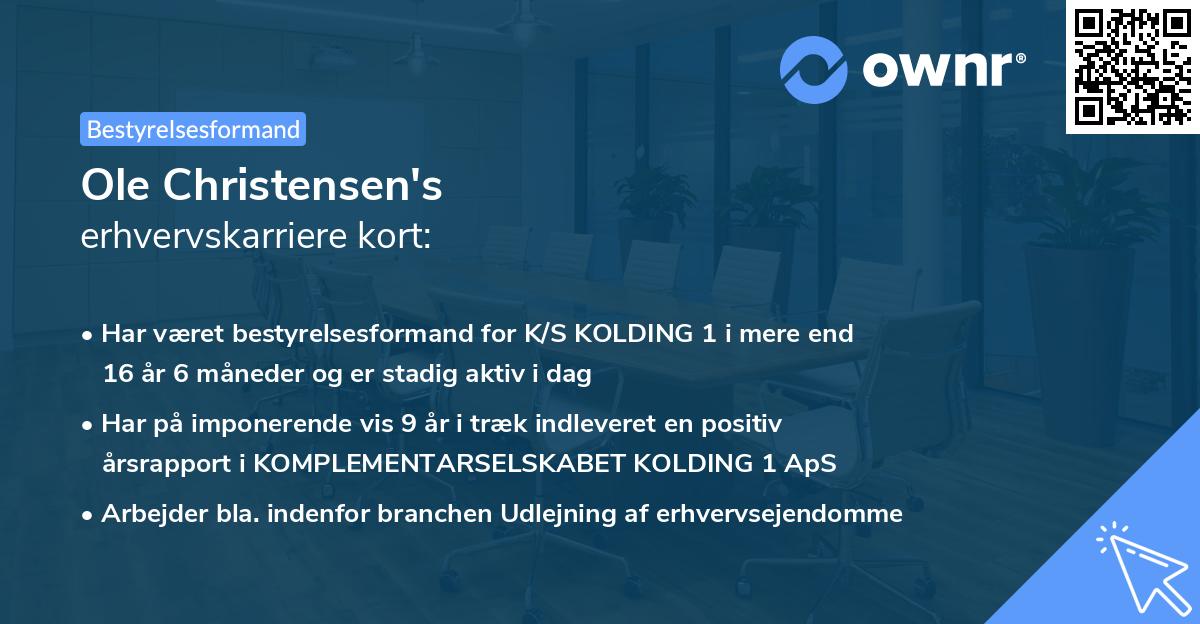 Ole Christensen's erhvervskarriere kort
