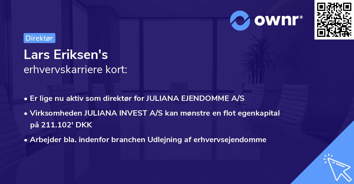 Lars Eriksen's erhvervskarriere kort