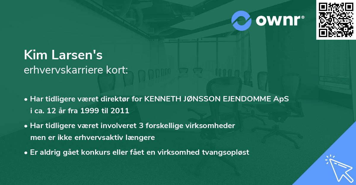 Kim Larsen's erhvervskarriere kort