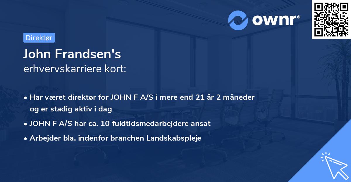 John Frandsen's erhvervskarriere kort
