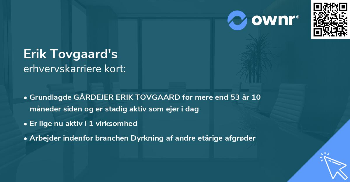 Erik Tovgaard's erhvervskarriere kort