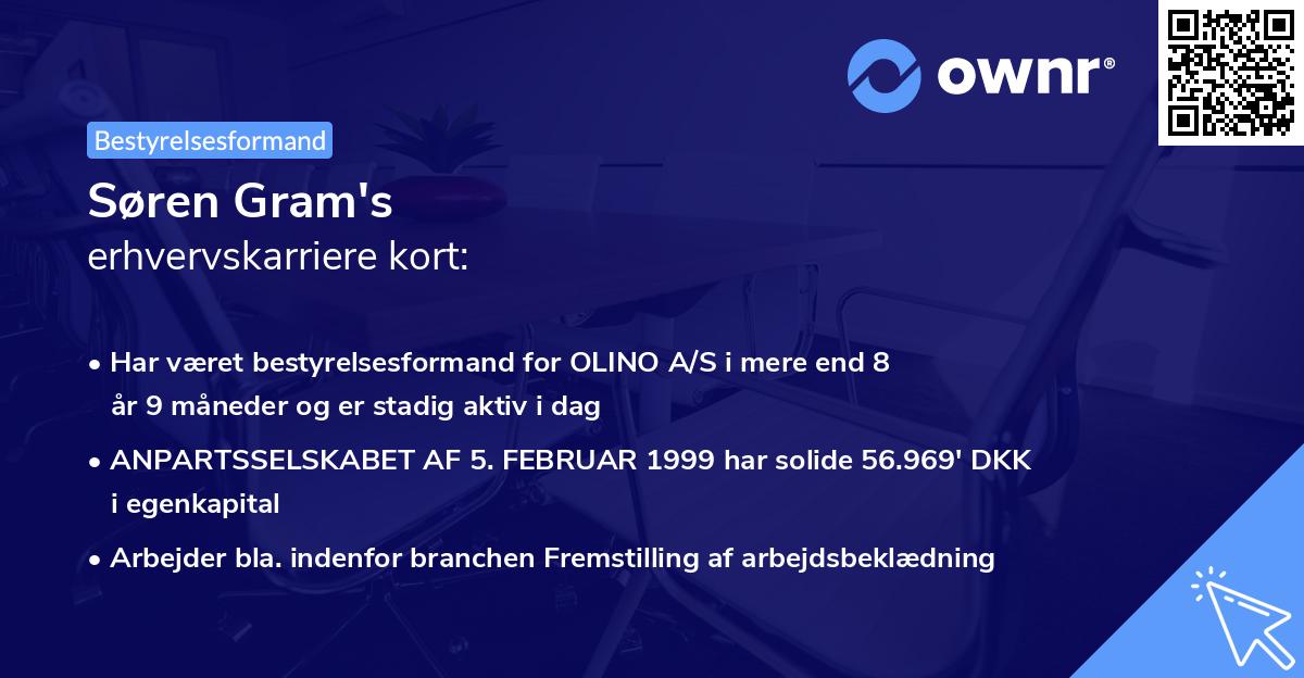 Søren Gram's erhvervskarriere kort