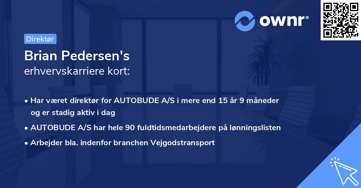 Brian Pedersen's erhvervskarriere kort