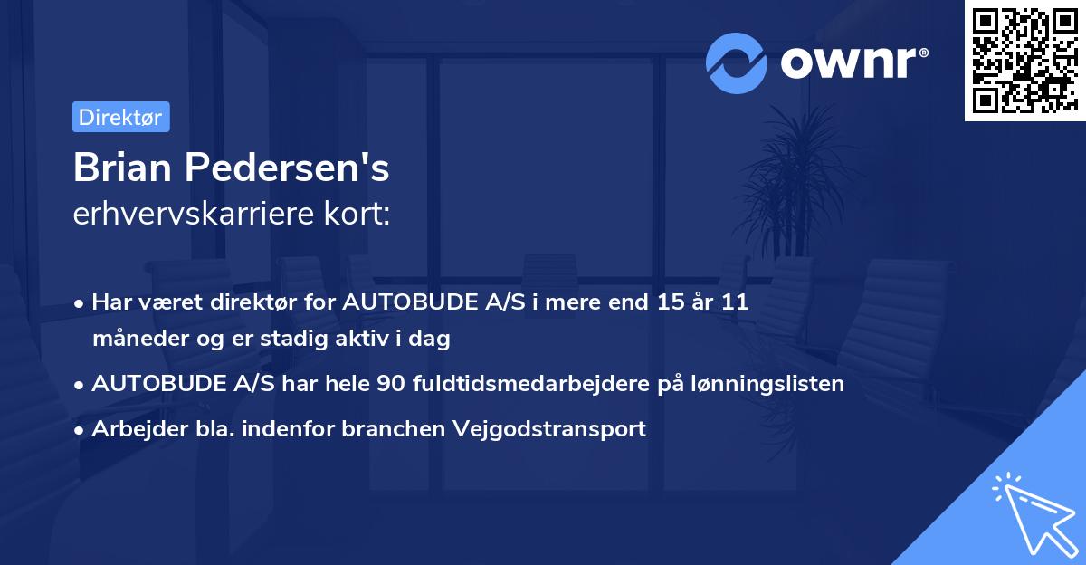 Brian Pedersen's erhvervskarriere kort