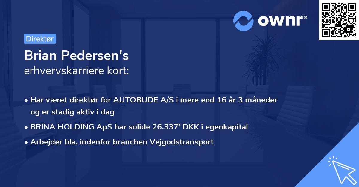 Brian Pedersen's erhvervskarriere kort