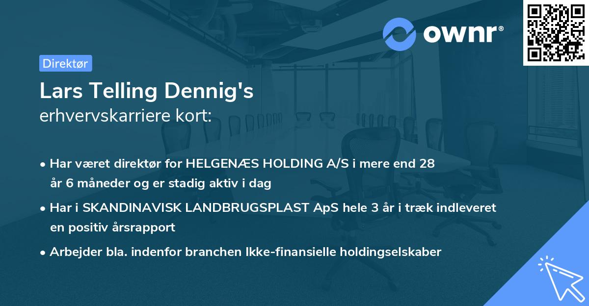 Lars Telling Dennig's erhvervskarriere kort