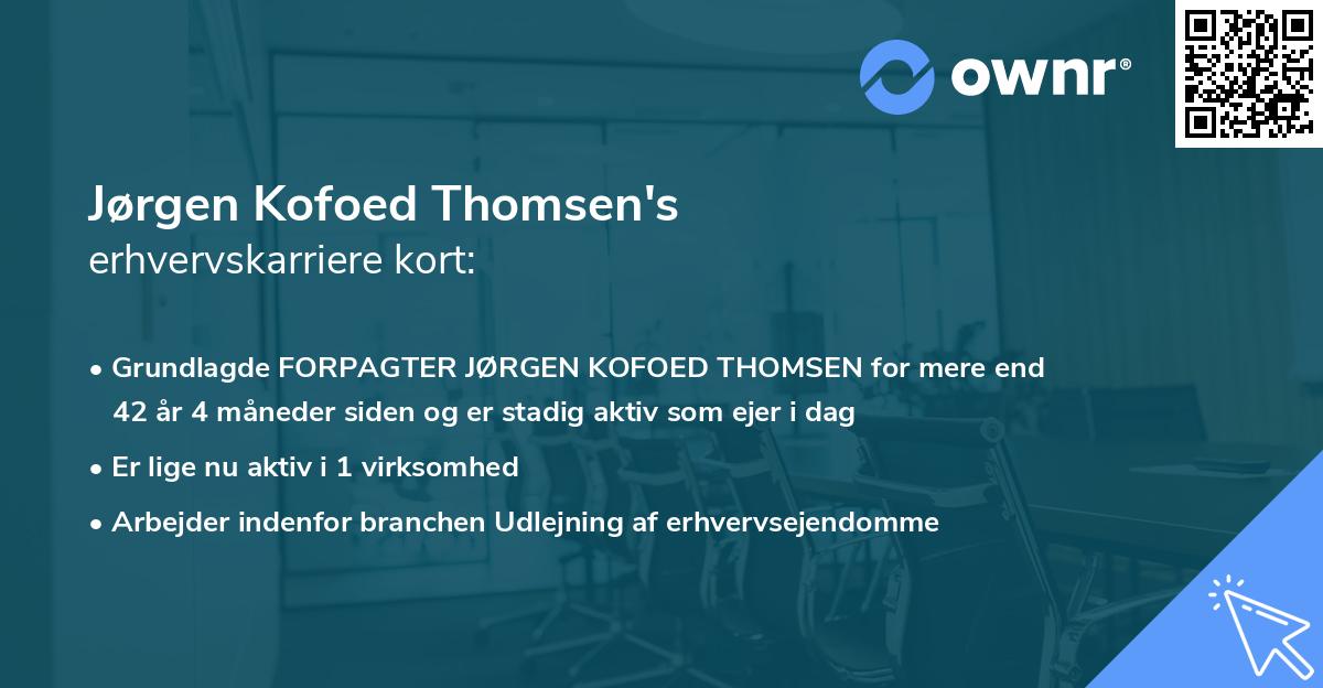 Jørgen Kofoed Thomsen's erhvervskarriere kort