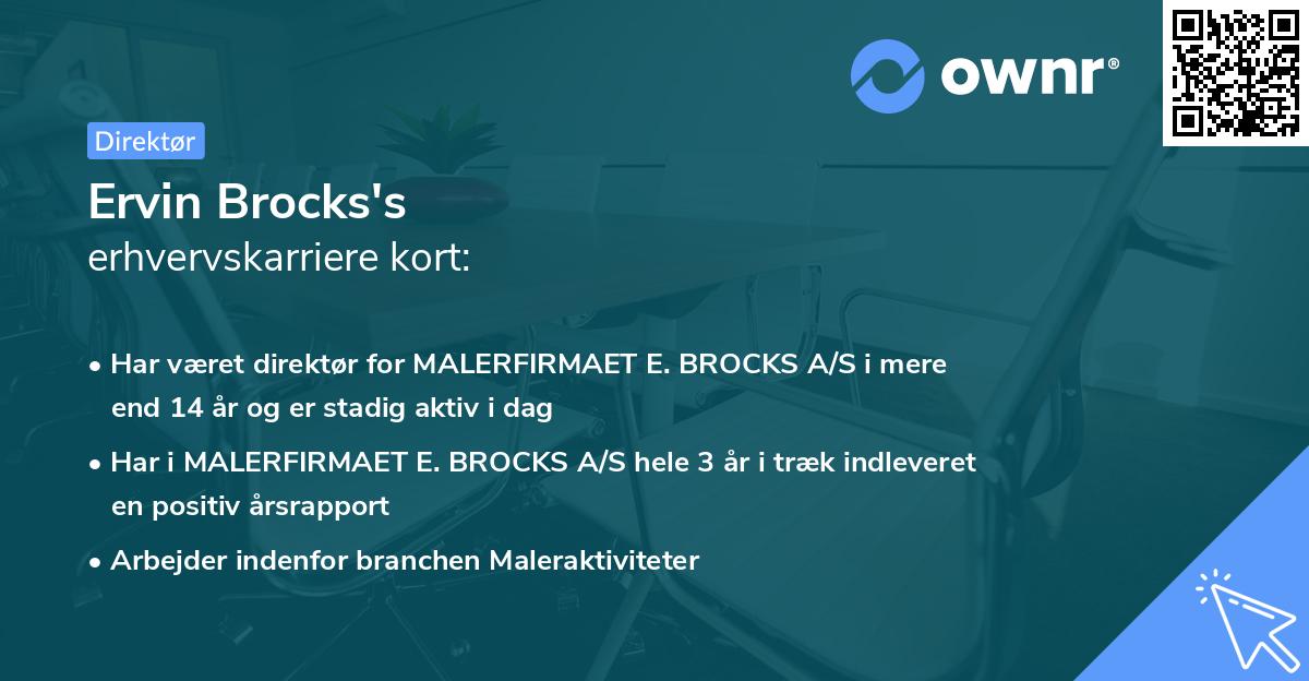 Ervin Brocks's erhvervskarriere kort