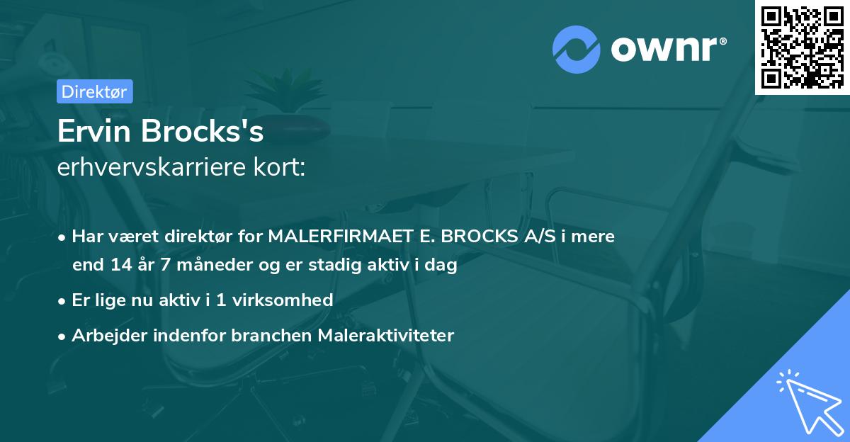 Ervin Brocks's erhvervskarriere kort